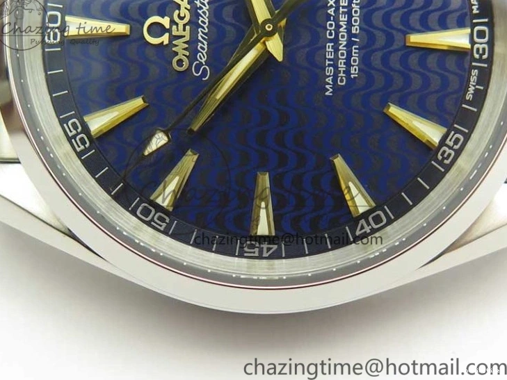 0127 Aqua Terra 150M SS VSF 1:1 Best Edition Blue Wave Textured Dial YG Hand on SS Bracelet A8500 Super Clone Sporty 8026